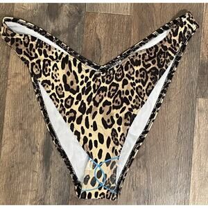 ASOS Design Mix & Match Rib V front High Leg Bikini Leopard Print Size US 8 NWT
